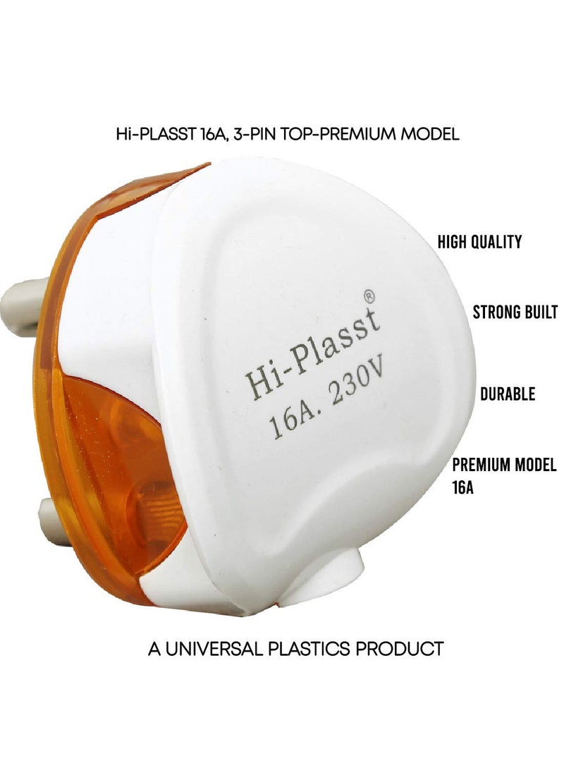 HI PLASST PINS N PLUGS HiPLASST 16A 3 PIN Plug Top 5Pcs Premium Round Model RefrigratorWashing MachineGeysers Mixer Grinder Blenders Coolers etc5  - Image 2