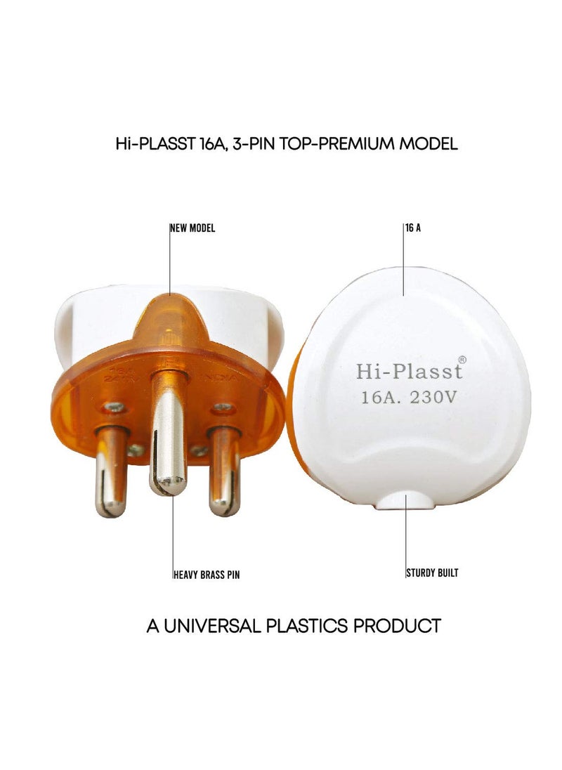 HI PLASST PINS N PLUGS HiPLASST 16A 3 PIN Plug Top 5Pcs Premium Round Model RefrigratorWashing MachineGeysers Mixer Grinder Blenders Coolers etc5  - Image 4