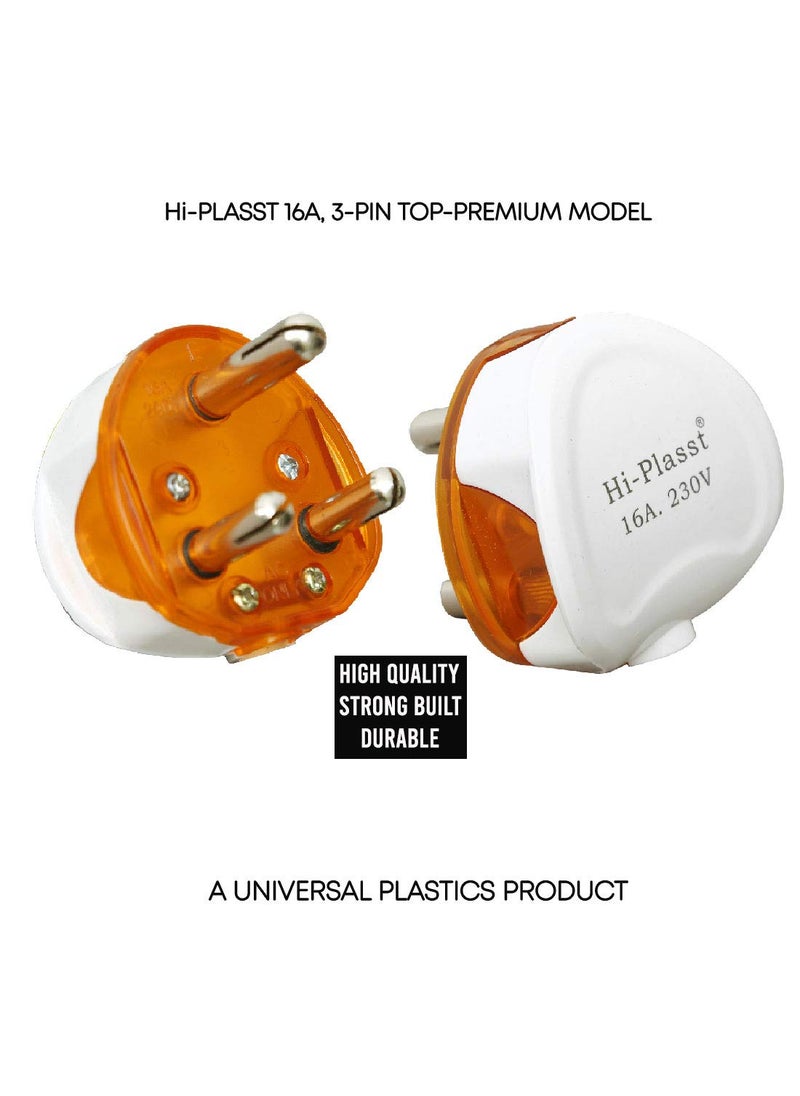 HI PLASST PINS N PLUGS HiPLASST 16A 3 PIN Plug Top 5Pcs Premium Round Model RefrigratorWashing MachineGeysers Mixer Grinder Blenders Coolers etc5  - Image 3