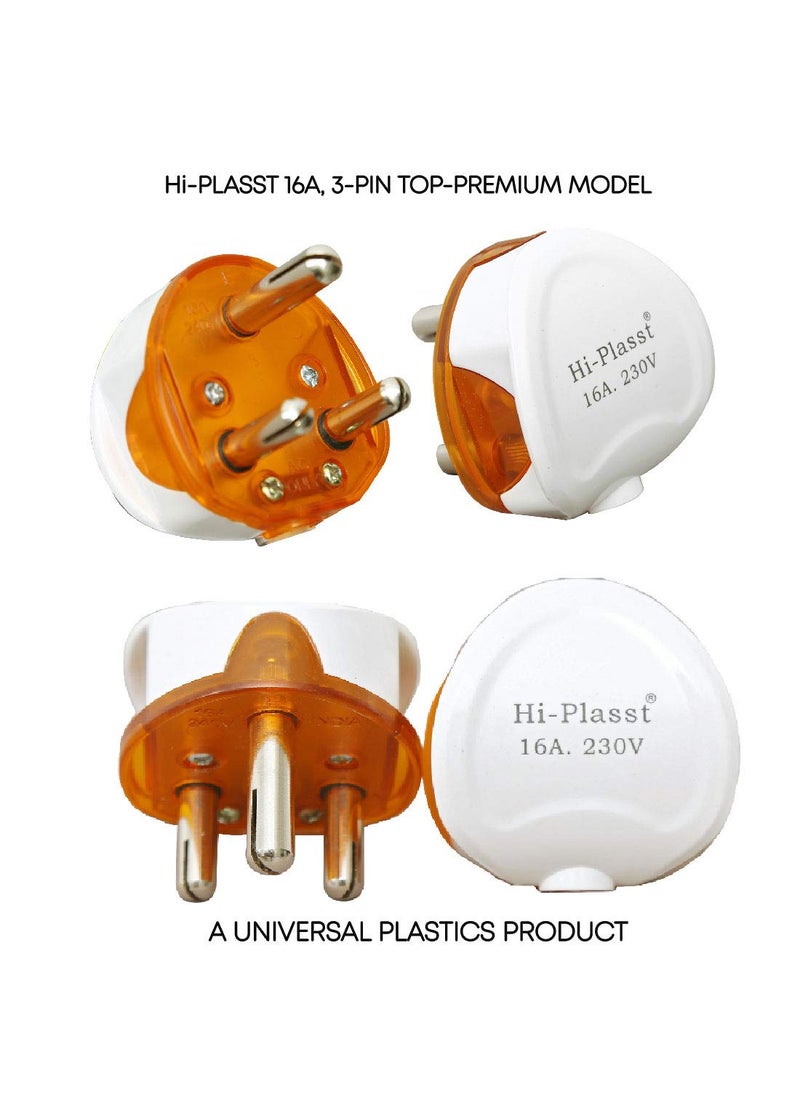 HI PLASST PINS N PLUGS HiPLASST 16A 3 PIN Plug Top 5Pcs Premium Round Model RefrigratorWashing MachineGeysers Mixer Grinder Blenders Coolers etc5  - Image 5
