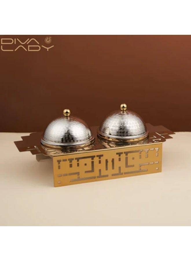 DIVA LADY ✨ Luxury Serving Set with 2 Date Bowls – Elegant Gold Design with a Premium Silver Finish - Image 2