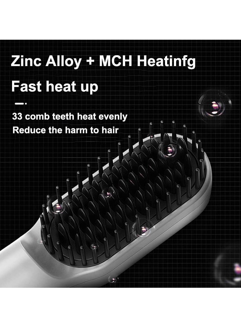 Excefore Hair Straightening Brush, Cordless with 3 Levels Adjustable Temp, Auto-Off Anti-Scald Travel Curler Styler Type C Hair Straightener Comb,Black - Image 3