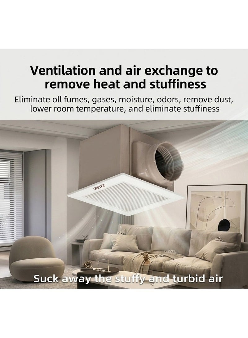 UNITED 10-Inch (25 cm) High-Power Ceiling-Mount Cassette Exhaust Fan | High-Speed 1275 RPM Operation with 265 CFM (450 m³/h) Airflow | 28W Energy Efficient Motor | Low-Noise 35 dB | Heavy-Duty Durable Cassette Body | Ideal for Kitchen, Bathroom, Restaurant, Office & Commercial Ventilation | Made in Saudi Arabia - Image 4