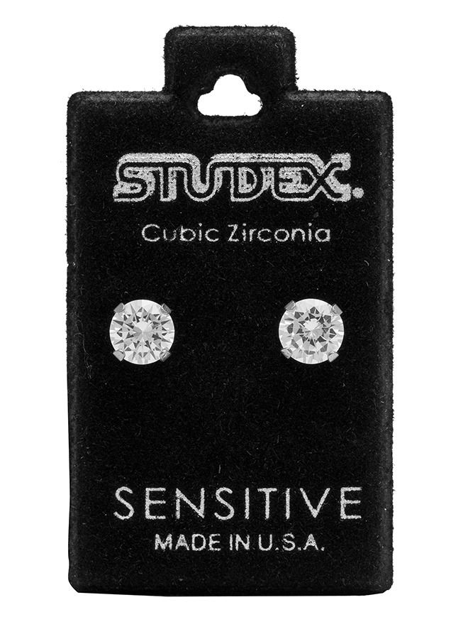 ستوديكس حلق الأذن 6 ملم زركونيا مكعب من الفولاذ المقاوم للصدأ لا يسبب الحاسية - Image 5