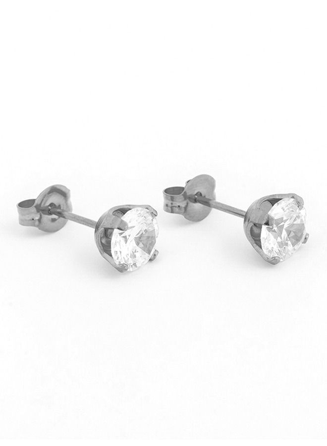 ستوديكس حلق الأذن 6 ملم زركونيا مكعب من الفولاذ المقاوم للصدأ لا يسبب الحاسية - Image 2