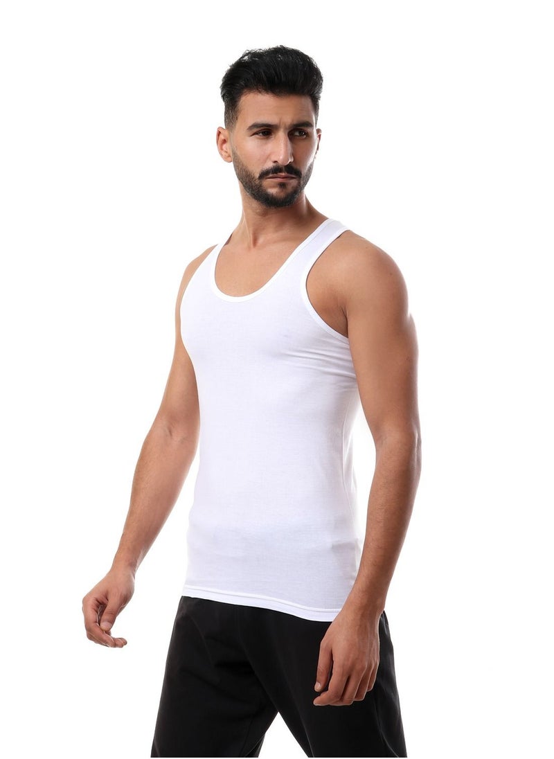 DICE - 100% Cotton Three Sleeveless Solid Men T-shirt -White - Image 1