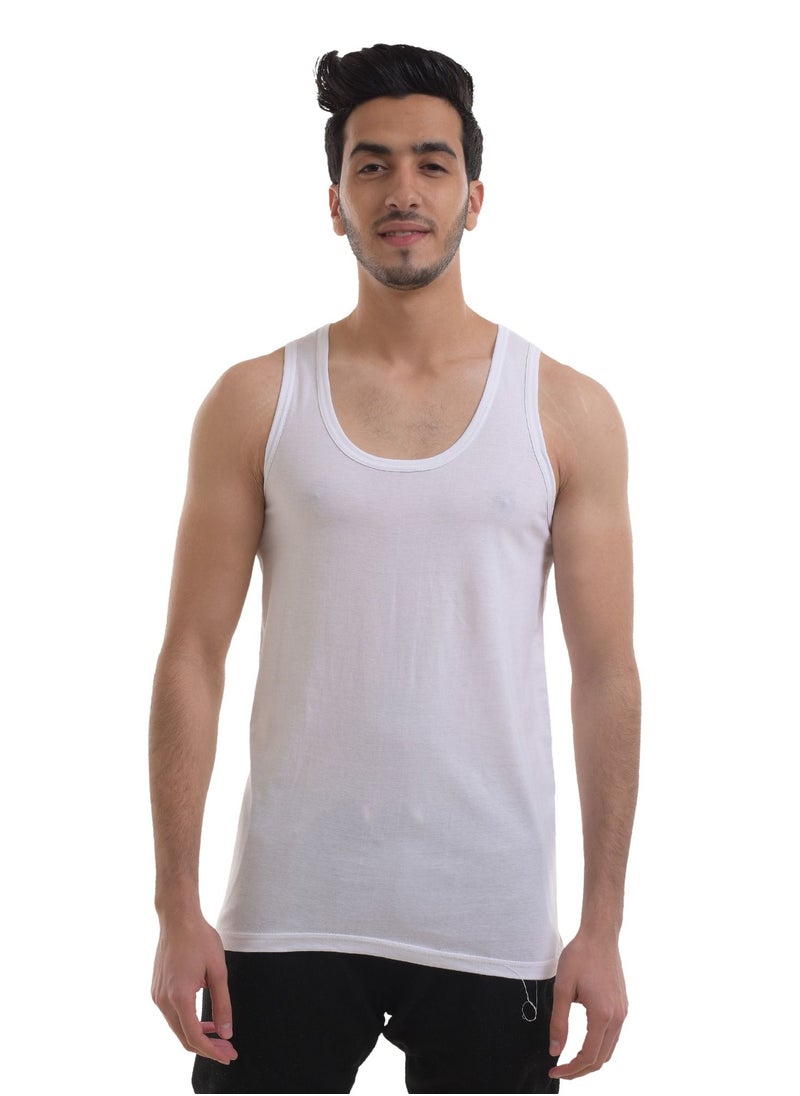 DICE - 100% Cotton Three Sleeveless Solid Men T-shirt -White - Image 1