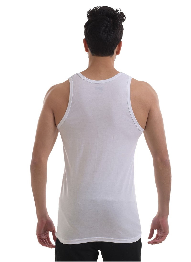 DICE - 100% Cotton Three Sleeveless Solid Men T-shirt -White - Image 1