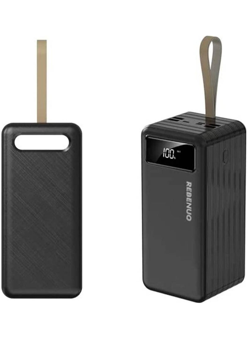 ريبنيو بنك طاقة بسعة ٧٠٠٠٠ مللي أمبير/ساعة ٤ منافذ شحن، مع مصباح يدوي LED، مخرج ٢ أمبير  خلايا بطارية بوليمر من النوع A  أسود - Image 3