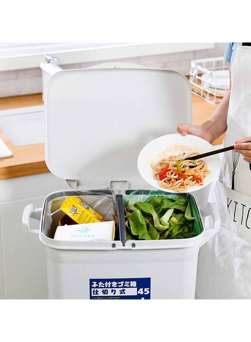 Organized Home 45L Double Layer Sorting Waste Bin Wet and Dry Separation Mobile Recycling Container with Wheels - Image 3