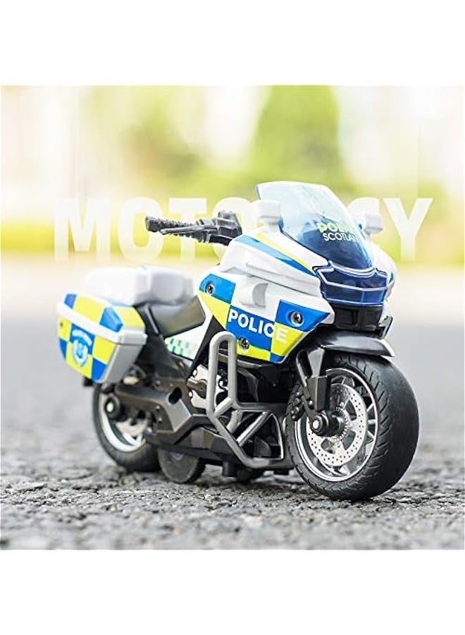 Police Motorcycle Toy - Pull Back Toy Motorcycle with Sound and Light Toy,Toy Motorcycles for Boy,Toys for 3-9 Year Old Boys (White) - Image 5