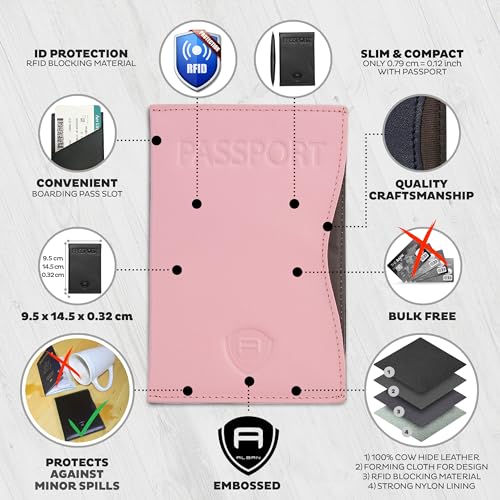 Alban RFID Passport Holder Women Men RFID Blocking Travel Passport Wallet Case Genuine Leather Passport Cover porta pasaporte - Image 3