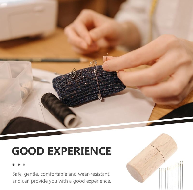 CONGARTENO Portable Wooden Needle Tube Sewing Needle Holder Compact Mint Green Household Storage Case for Home and Travel Craft Use - Image 3