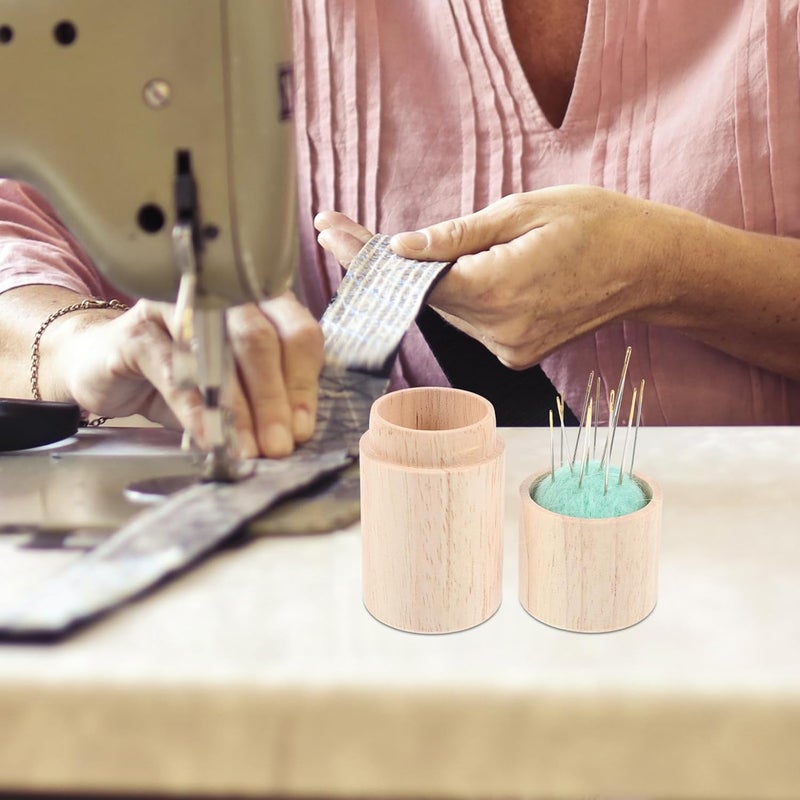 CONGARTENO Portable Wooden Needle Tube Sewing Needle Holder Compact Mint Green Household Storage Case for Home and Travel Craft Use - Image 5