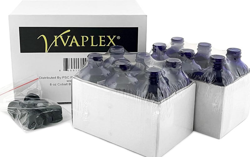 Vivaplex زجاجات فيفابلكس 12 زرقاء كوبالت سعة 8 أونصات مع أغطية - Image 4