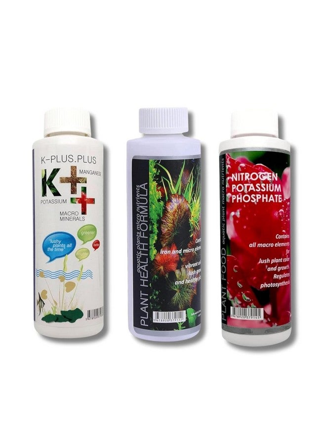 مجموعة العلاجات المائية - (تركيبة صحة النبات 120 مل، غذاء النبات 120 مل، وK++ 100 مل) عبوة من 3 قطع | سماد نباتات الأحواض المائية للأحواض المائية المزروعة (340 مل)