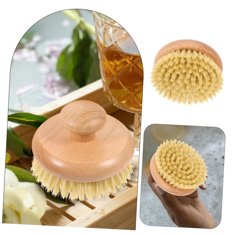 Natural Bristle Round Bath Brush Comfortable for Elderly Hard To Reach Areas Exfoliating Scrub - Image 4