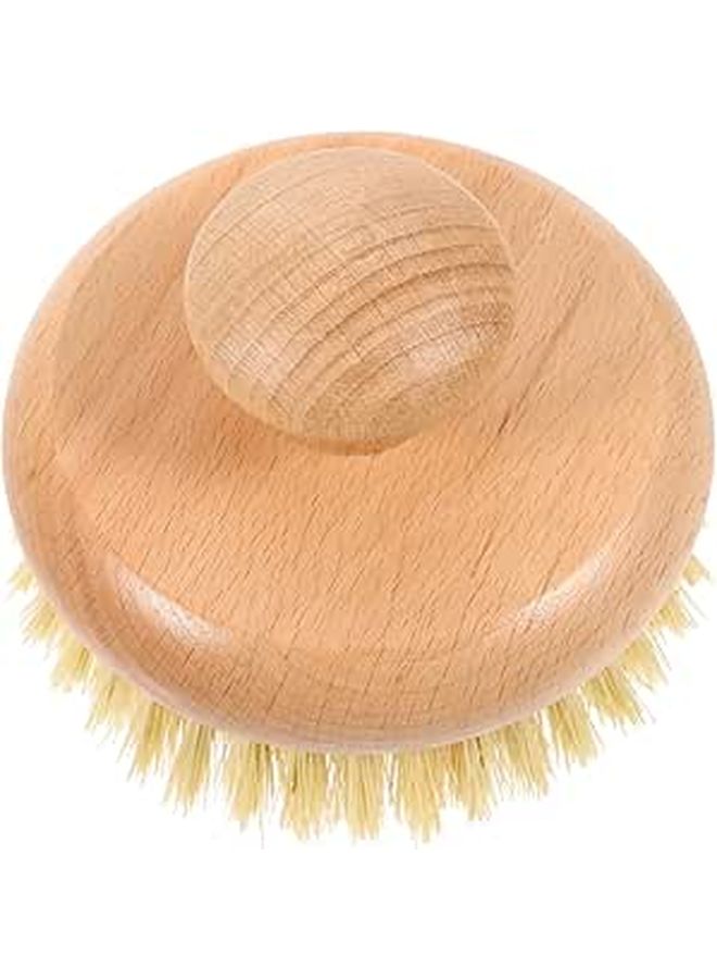 Natural Bristle Round Bath Brush Comfortable for Elderly Hard To Reach Areas Exfoliating Scrub - Image 1
