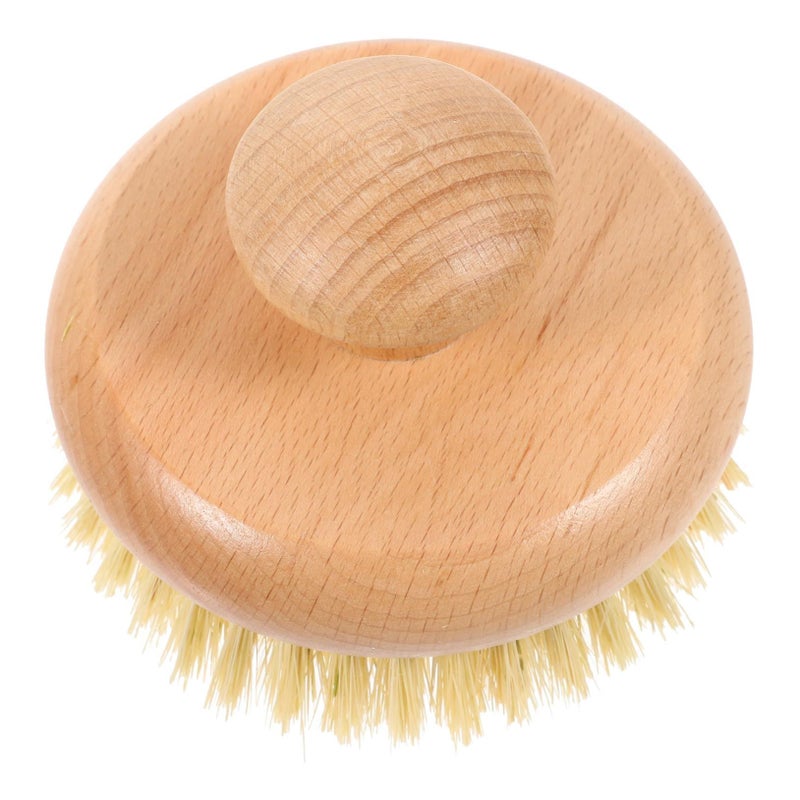 Natural Bristle Round Bath Brush Comfortable for Elderly Hard To Reach Areas Exfoliating Scrub - Image 2