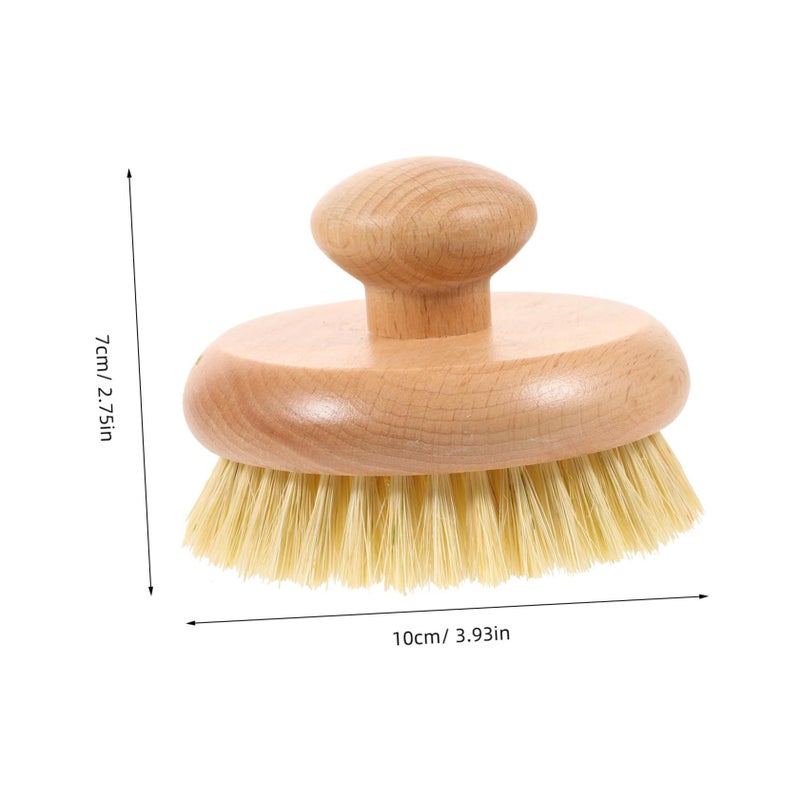 Natural Bristle Round Bath Brush Comfortable for Elderly Hard To Reach Areas Exfoliating Scrub - Image 3