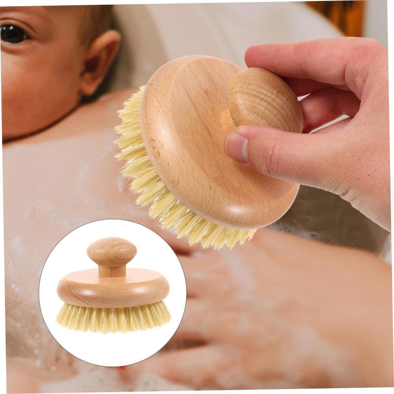 Natural Bristle Round Bath Brush Comfortable for Elderly Hard To Reach Areas Exfoliating Scrub - Image 5