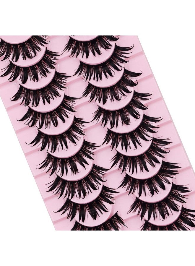 AUGENLI 10 Pairs Manga Lashes Wet Look Japanese Style Cosplay Spiky Eyelashes Anime Lashes 16Mm Wispy Thick Faux Mink Doll Eyelash Extension Look Like Individual Clusters By Augenli (02) - Image 3