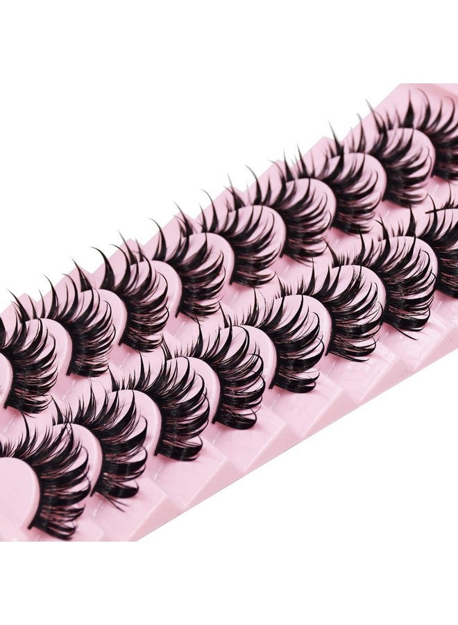 AUGENLI 10 Pairs Manga Lashes Wet Look Japanese Style Cosplay Spiky Eyelashes Anime Lashes 16Mm Wispy Thick Faux Mink Doll Eyelash Extension Look Like Individual Clusters By Augenli (02) - Image 4