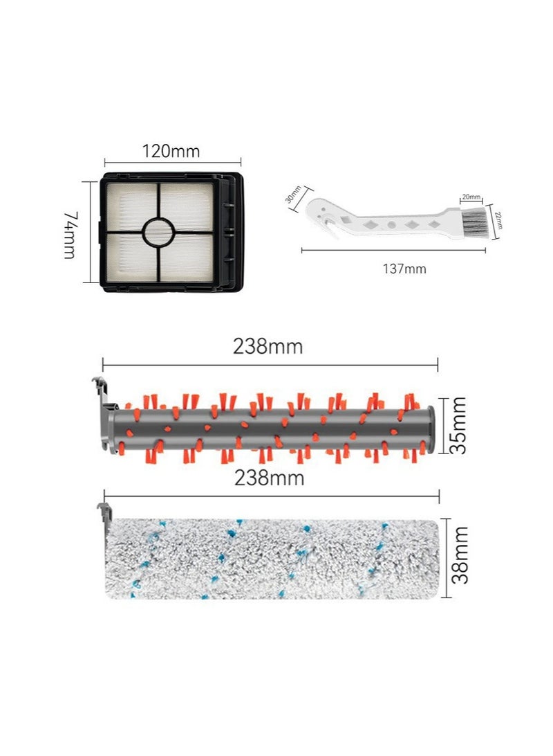 أبوستيم أجزاء فلتر مكنسة كهربائية بديلة مكونة من 4 قطع لفرشاة أسطوانية متعددة الأسطح لسلسلة 1866/2305/1926/1785 من المكانس الكهربائية الرطبة/الجافة، وملحقات فلتر فرشاة الأرضيات - Image 2