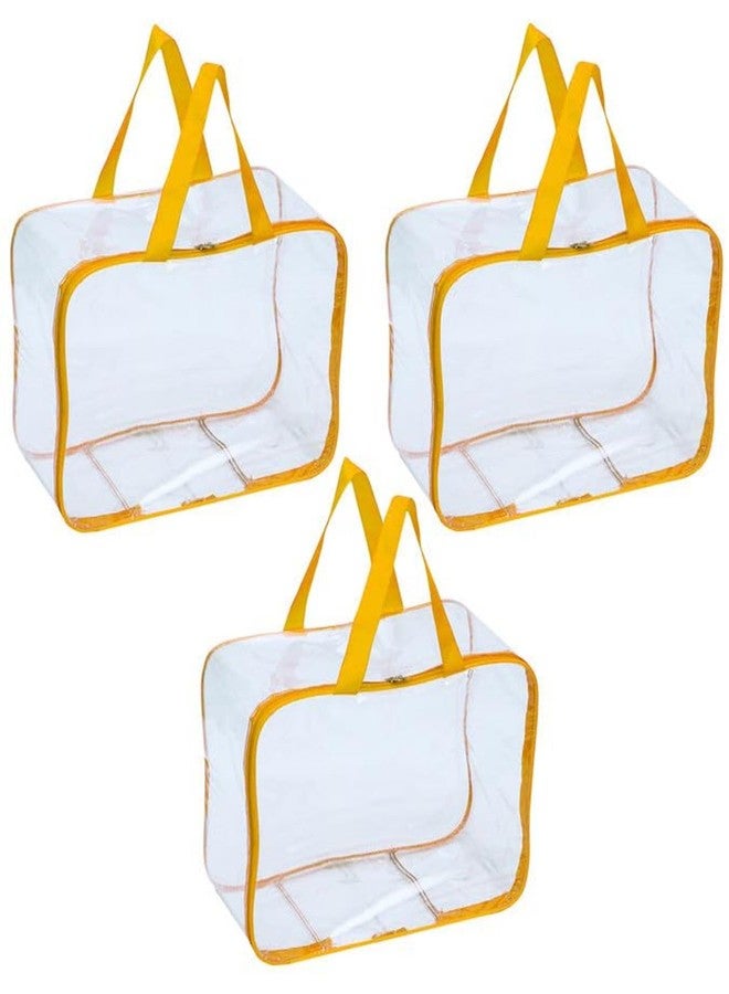 SSBC 3 Pack Nylon 30 L PVC Transparent Clothes Storage Bag for Saree Covers,Clothes, Lehenga, Blankets, Bedsheets, Toys, Docs|Wardrobe Organizer|Clear Storage Box Bag - Image 1