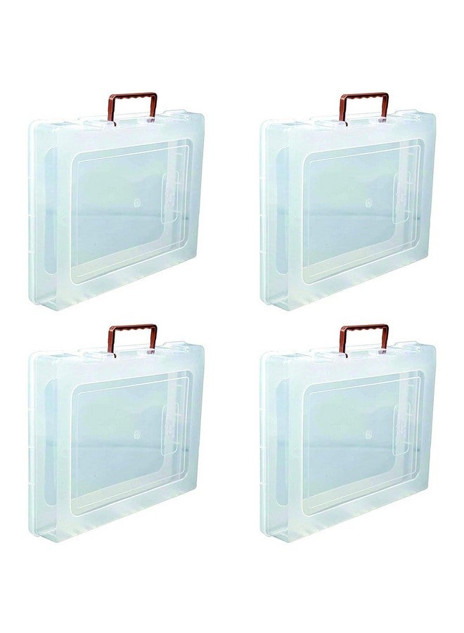 DARKZONE Multipurpose Plastic Storage Box with Locks and Handle matte Finish for saree, Laptop, Books (Set of 4) - Image 1