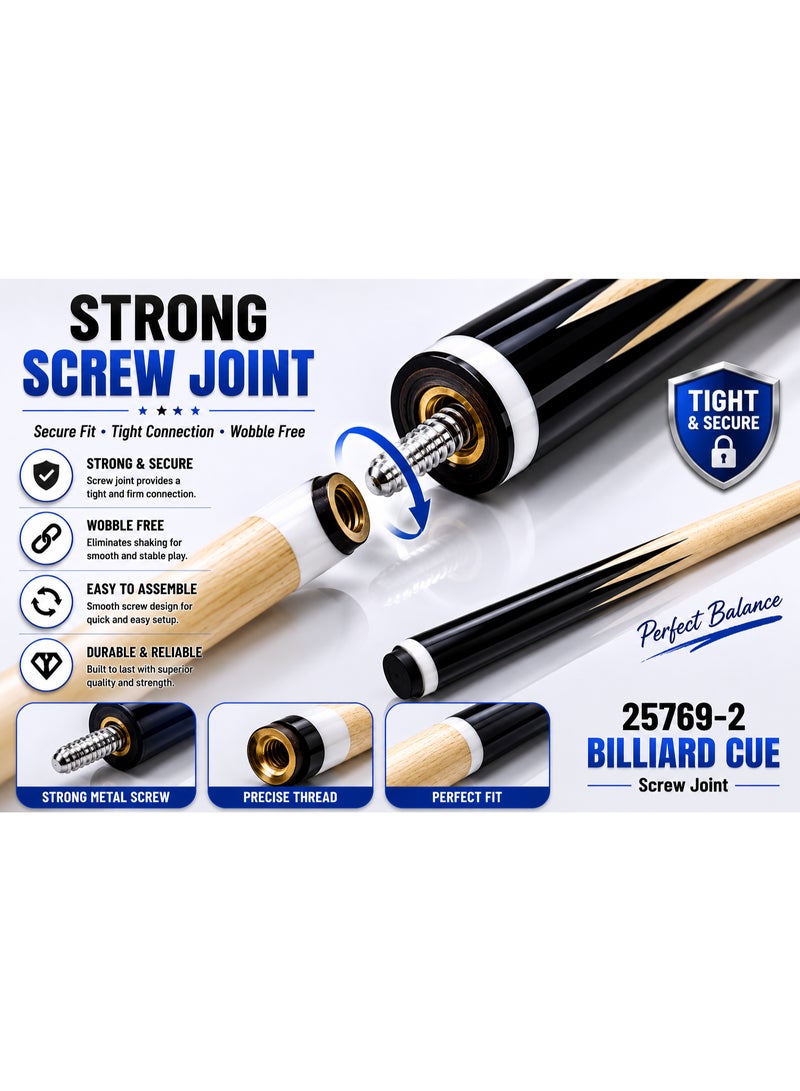 25769-2 Professional Billiard Cue Stick 145CM Wooden Pool Cue With Premium Tip Black Wood Design - Image 4