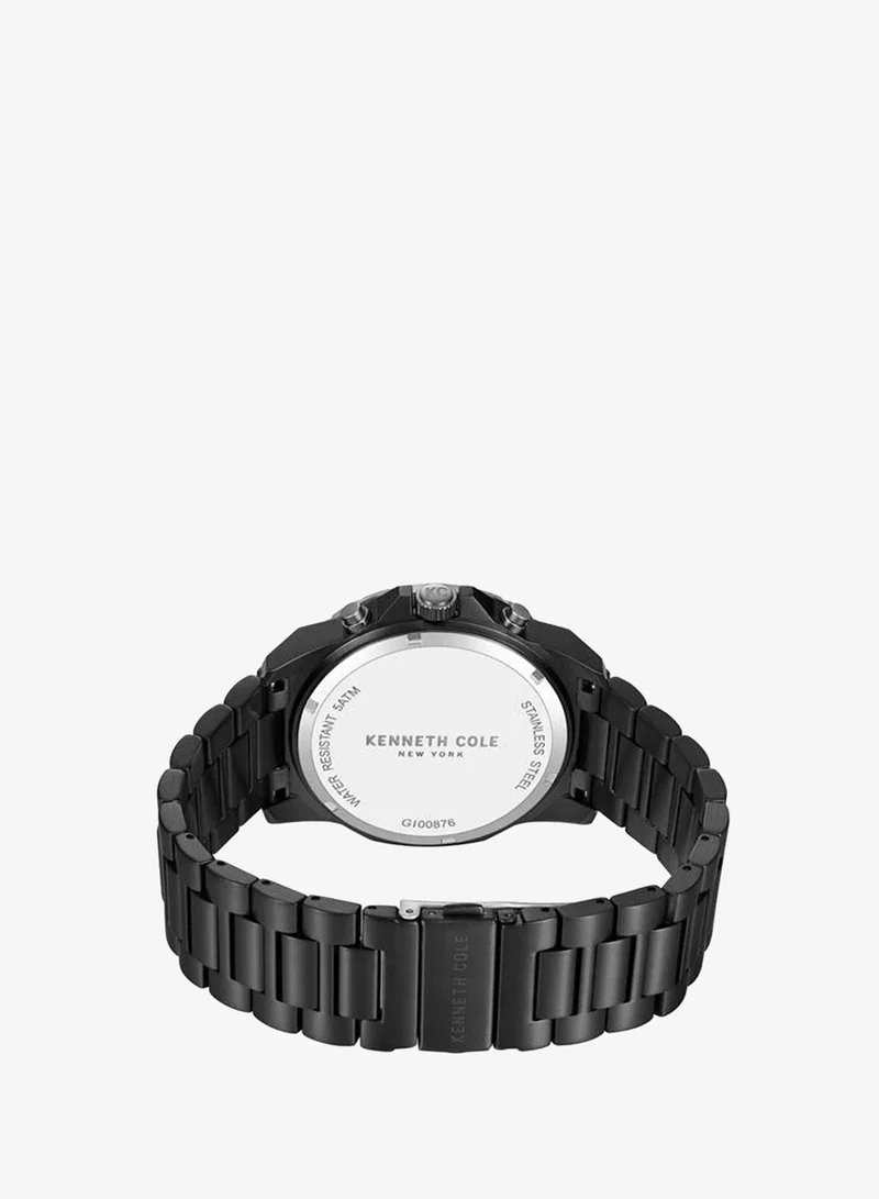 Kenneth Cole New York Black Hollis Black Dial Black Stainless Steel Bracelet Chronograph Watch for Men - 45mm for Men | Best Price UAE