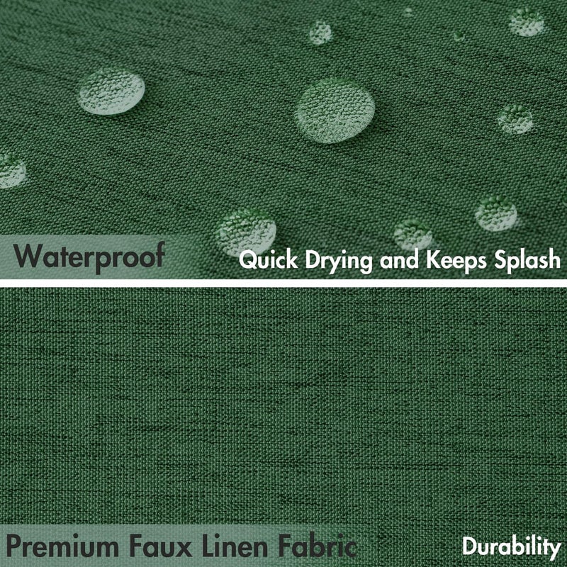 MIULEE Christmas 84" Long Scalloped Shower Curtain Linen Textured with 12 Metal Hooks Cute Extra Long Heavy Duty Washable Waterproof Cloth Curtains with Black Border for Bathroom Hotel,Dark Green - Image 4
