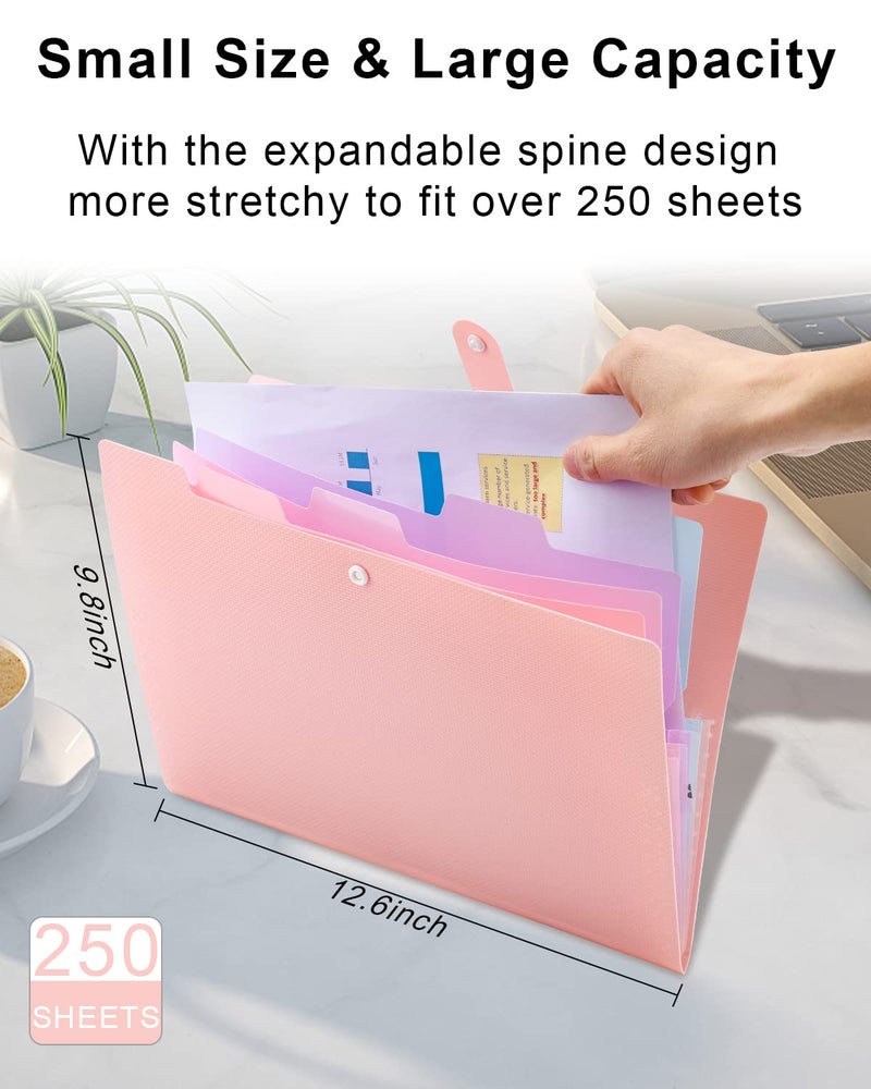 MAIMIS 4 Pack Colorful Expanding File Folder, 5 Pocket Folders with Labels Letter Size Accordion File Organizer Portable Expandable File Folder for Documents Aesthetic Paper Organizer Folderâ€¦ - Image 3