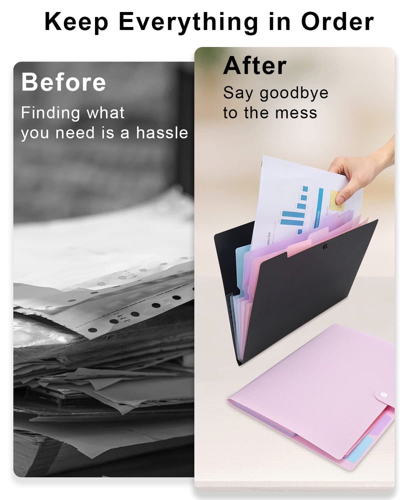 MAIMIS 4 Pack Colorful Expanding File Folder, 5 Pocket Folders with Labels Letter Size Accordion File Organizer Portable Expandable File Folder for Documents Aesthetic Paper Organizer Folderâ€¦ - Image 5