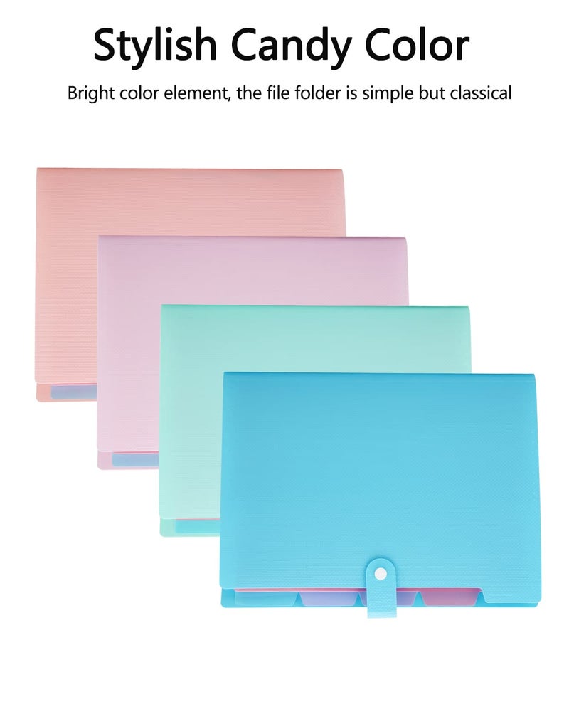 MAIMIS 4 Pack Colorful Expanding File Folder, 5 Pocket Folders with Labels Letter Size Accordion File Organizer Portable Expandable File Folder for Documents Aesthetic Paper Organizer Folderâ€¦ - Image 2