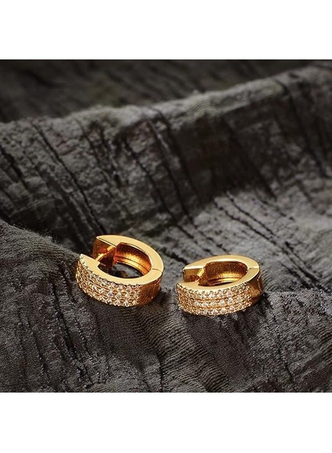 Mevecco Women Huggie Hoop Earrings Gold Ear Stud Cuff 14K Gold Filled Small Boho Beach Simple Delicate Handmade Hypoallergenic Jewelry Gift - Image 5