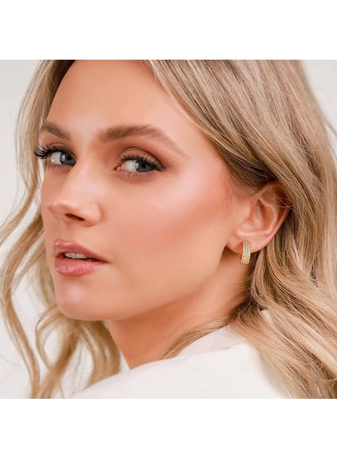 Mevecco Women Huggie Hoop Earrings Gold Ear Stud Cuff 14K Gold Filled Small Boho Beach Simple Delicate Handmade Hypoallergenic Jewelry Gift - Image 2