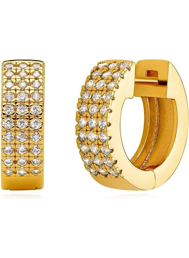 Mevecco Women Huggie Hoop Earrings Gold Ear Stud Cuff 14K Gold Filled Small Boho Beach Simple Delicate Handmade Hypoallergenic Jewelry Gift - Image 1