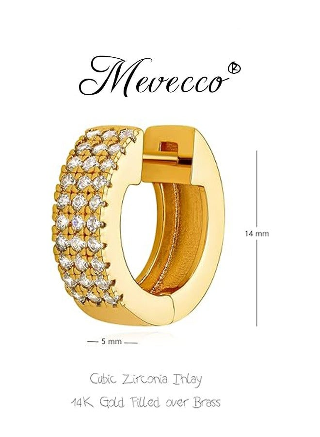 Mevecco Women Huggie Hoop Earrings Gold Ear Stud Cuff 14K Gold Filled Small Boho Beach Simple Delicate Handmade Hypoallergenic Jewelry Gift - Image 4