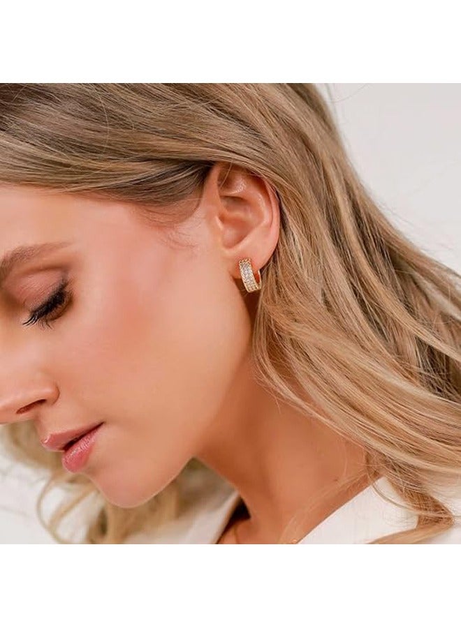 Mevecco Women Huggie Hoop Earrings Gold Ear Stud Cuff 14K Gold Filled Small Boho Beach Simple Delicate Handmade Hypoallergenic Jewelry Gift - Image 3