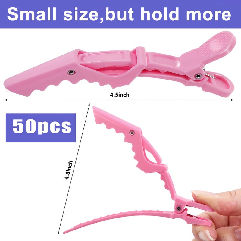 EXTRAPINS 50Pcs Alligator Hair Clips,Professional Hair Styling Clips for Styling Sectioning,Plastic Non Slip Hair Clips for Women with Wide Teeth & Double-Hinged Design(Pink) - Image 2