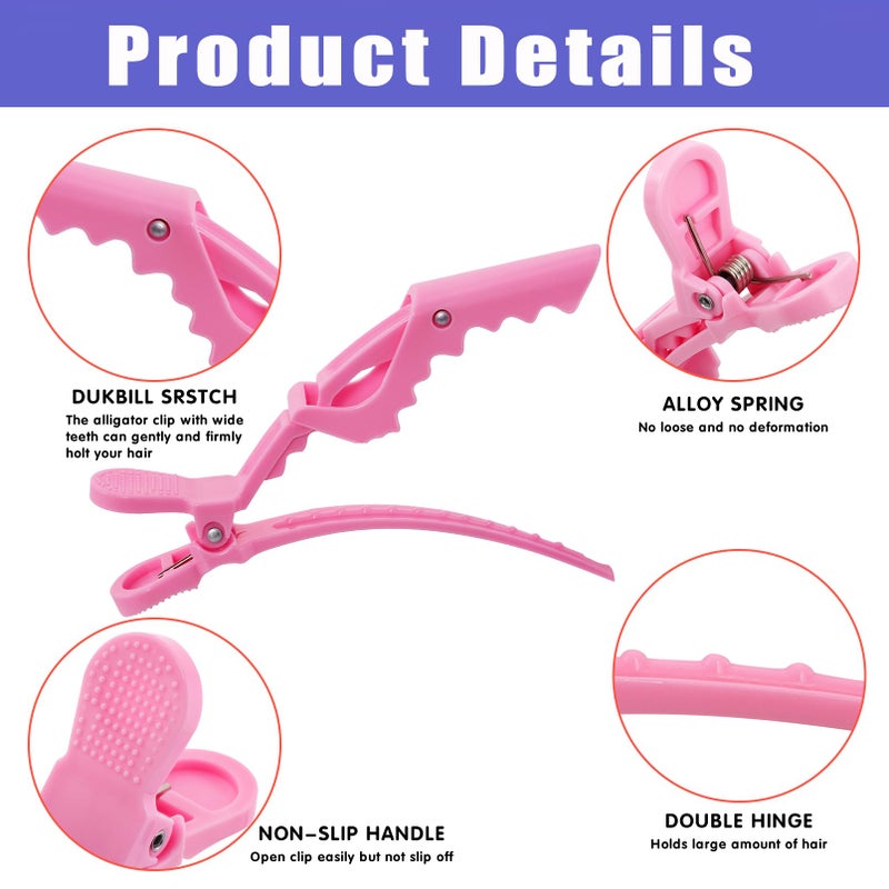 EXTRAPINS 50Pcs Alligator Hair Clips,Professional Hair Styling Clips for Styling Sectioning,Plastic Non Slip Hair Clips for Women with Wide Teeth & Double-Hinged Design(Pink) - Image 3
