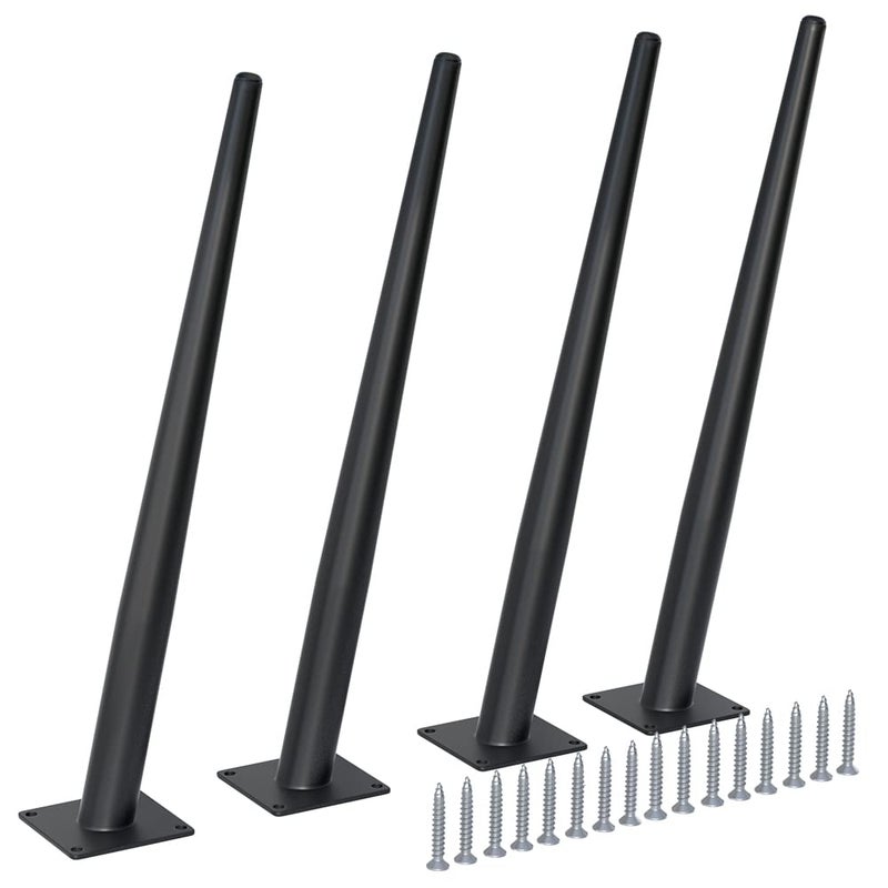 FIVEPEARS 4 PCS 16 Inch Heavy Duty Matte Black Metal Slant Angled Tapered Legs Set for Furniture Mid Century Modern Style Feets for Coffee Table Couch Sofa Cabinet Chair Dresser Bed Desk Credenza