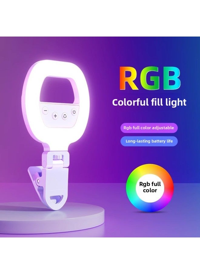 Clamp-on Led Ring Light Mobile Phone Fill Light Portable Photography Selfie Handheld Live Beauty Pocket Light-Specifications:Ring Fill Light 【three-tone Light Charging Model】 + Desktop Tripod + Pan/  - Image 2