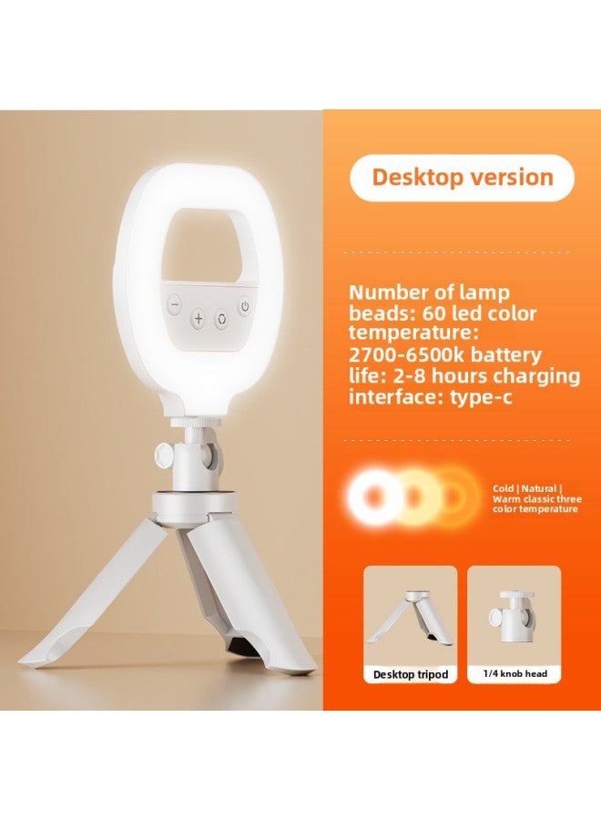 Clamp-on Led Ring Light Mobile Phone Fill Light Portable Photography Selfie Handheld Live Beauty Pocket Light-Specifications:Ring Fill Light 【three-tone Light Charging Model】 + Desktop Tripod + Pan/  - Image 1