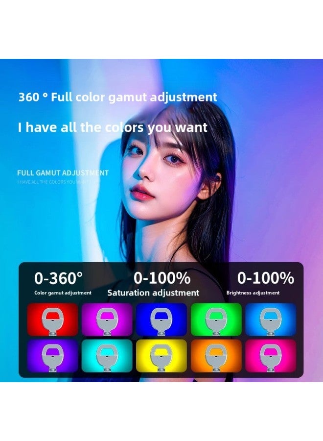 Clamp-on Led Ring Light Mobile Phone Fill Light Portable Photography Selfie Handheld Live Beauty Pocket Light-Specifications:Ring Fill Light 【three-tone Light Charging Model】 + Desktop Tripod + Pan/  - Image 5