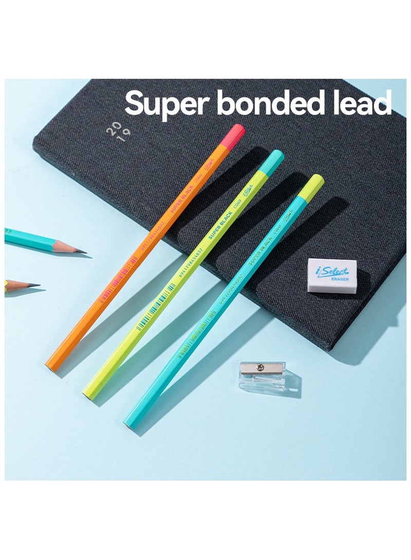 ديليEC060 قلم رصاص جرافيت HB، 3 قطع في علبة، نواة سوداء فائقة – مثالي للكتابة والرسم التخطيطي - Image 2