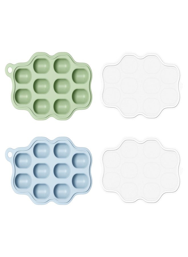 HEOMOONE Baby Food Freezer Tray with Lid 2 Pack, Silicone Nibble Tray, Fruit Feeder Teether, Breastmilk Popsicle Mold, Food Storage Container, Ice Cube Maker for Homemade Baby Meals - Image 1