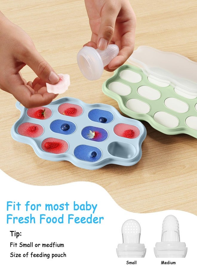HEOMOONE Baby Food Freezer Tray with Lid 2 Pack, Silicone Nibble Tray, Fruit Feeder Teether, Breastmilk Popsicle Mold, Food Storage Container, Ice Cube Maker for Homemade Baby Meals - Image 4